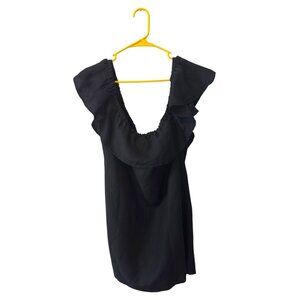Tommy Bahama Womens Black Linen Ruffle Off Shoulder Swim Cover Up Dress Size XS
